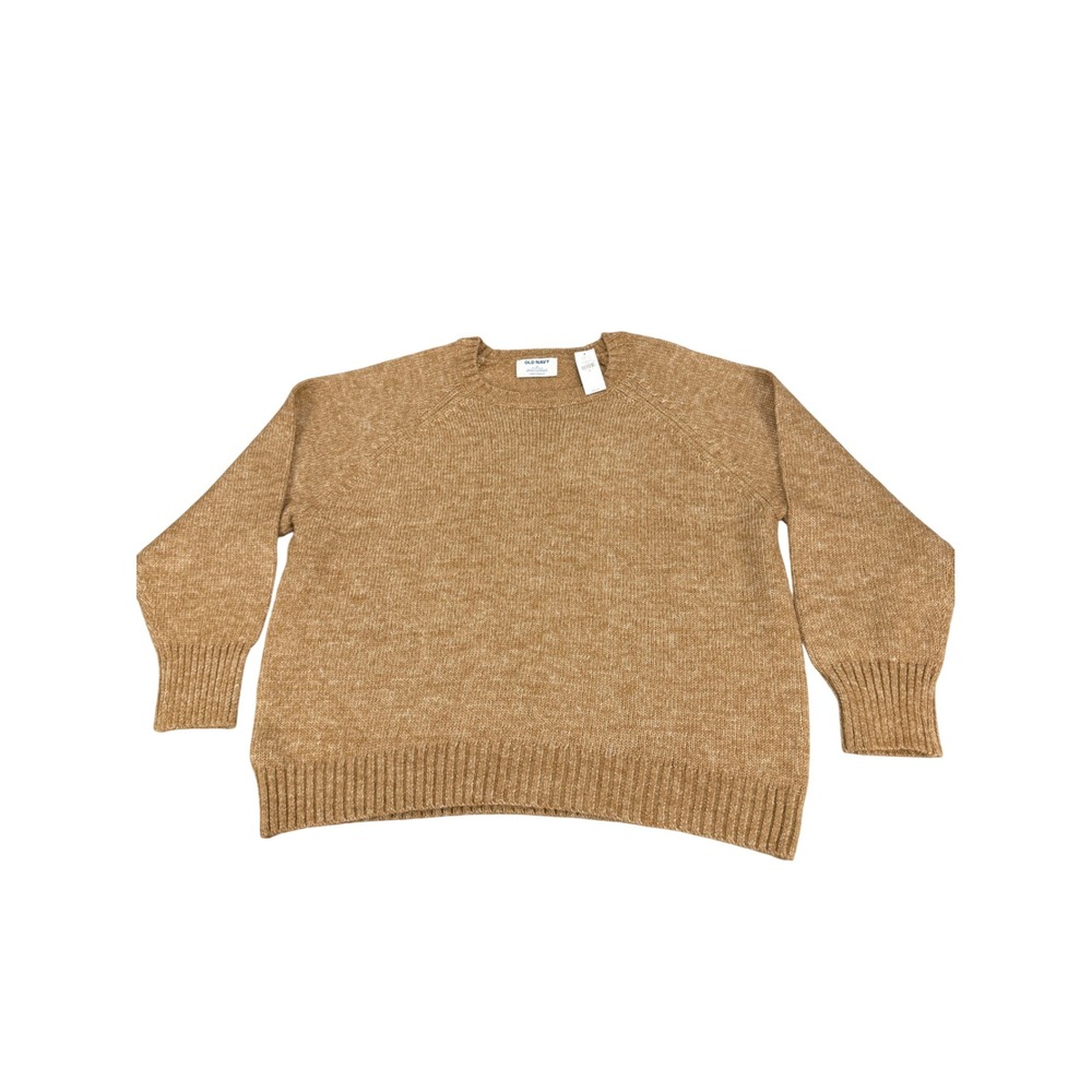 Old Navy Womens Go-Recycled Crewneck Sweater Camel Brown Marl Medium MSRP $39